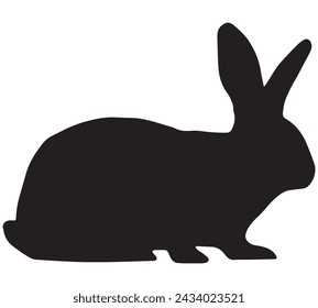 Rabbit silhouette vector in white background. Easter bunny. Can be used as a stencil or template for festive decorations, postcards, shop windows, logos, etc,