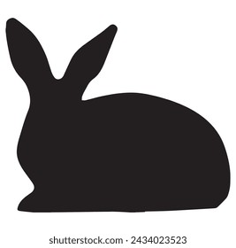 Kaninchen-Silhouetten-Vektor in weißem Hintergrund. Osterhase. Kann als Schablone oder Vorlage für festliche Dekorationen, Postkarten, Schaufenster, Logos usw. verwendet werden,