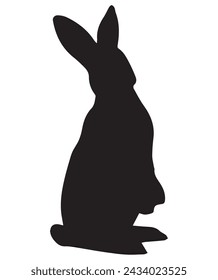 Kaninchen-Silhouetten-Vektor in weißem Hintergrund. Osterhase. Kann als Schablone oder Vorlage für festliche Dekorationen, Postkarten, Schaufenster, Logos usw. verwendet werden,