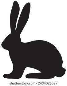 Kaninchen-Silhouetten-Vektor in weißem Hintergrund. Osterhase. Kann als Schablone oder Vorlage für festliche Dekorationen, Postkarten, Schaufenster, Logos usw. verwendet werden,