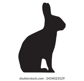 Kaninchen-Silhouetten-Vektor in weißem Hintergrund. Osterhase. Kann als Schablone oder Vorlage für festliche Dekorationen, Postkarten, Schaufenster, Logos usw. verwendet werden,