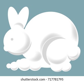 Rabbit silhouette of white fluffy clouds isolated illustration