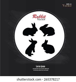 rabbit silhouettes on chalkboard.rabbit.vector illustration    