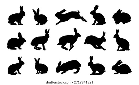 rabbit silhouettes on the white background