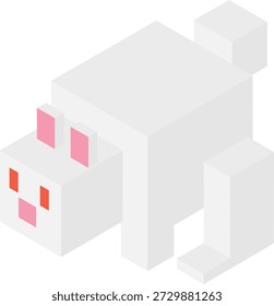 A rabbit simple  illustration drawn in an isometric view.
Featuring a three-dimensional block-style design with calm colors, it is suitable for various uses such as web design, presentation materials, and explanatory illustrations.