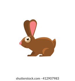 Rabbit Simplified Cute Illustration In Childish Flat Vector Design Isolated On White Background