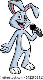 rabbit sing mascot cartoon isolated