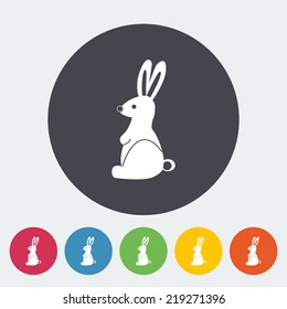 Rabbit. Single flat icon on the circle. Vector illustration.