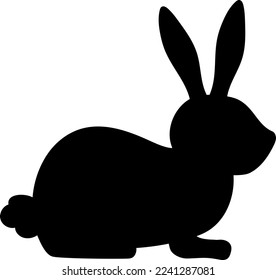 Rabbit  sits silhouette in black.