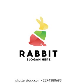 Rabbit sitting colorful geometric modern design