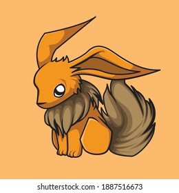 Rabbit sitting cute template logo