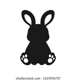 Rabbit sitting down with ears up silhouette icon