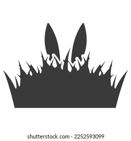 The rabbit is sitting in the grass glyph icon isolated on white background.Vector illustration.