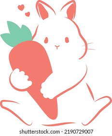 a rabbit is sitting holding a carrot.