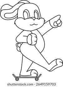 Rabbit Skater Skateboard Animal Vector Graphic Art Illustration