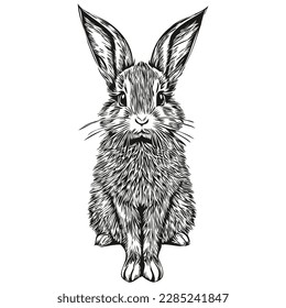 Rabbit sketch, hand drawing of wildlife, vintage engraving style, vector illustration hare

