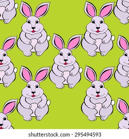 Rabbit sketch seamless pattern background. Vector illustration