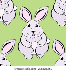 Rabbit sketch seamless pattern background. Vector illustration
