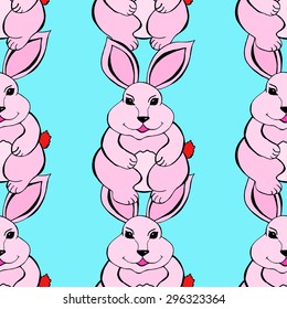 Rabbit sketch seamless pattern background. Vector illustration