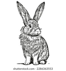 Rabbit sketches, outline with transparent background, hand drawn illustration hare
