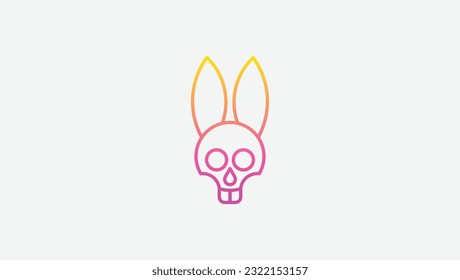 rabbit skull logo vector design template