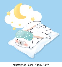 Rabbit Sleeping and having sweet dreams on a pillow