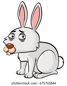 Rabbit with sleepy face illustration
