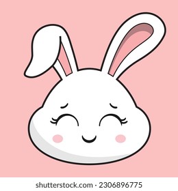 Rabbit Smile Face Bunny Head Kawaii Sticker