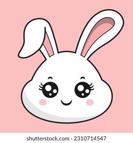 Rabbit Smile Face Bunny Head Kawaii Sticker