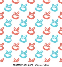 Rabbit smiles happy pattern vector wallpaper background or texture 