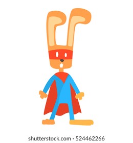 Rabbit Smiling Animal Dressed As Superhero With A Cape Comic Masked Vigilante Geometric Character