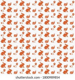 Rabbit snail racing track orange silhouette with white background