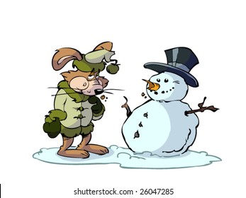 rabbit and snowman