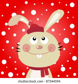 Rabbit with snowy background