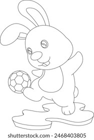 Conejo Fútbol jugador Fútbol Animal Vector Ilustración de arte gráfico