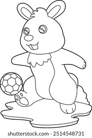 Conejo jugador de fútbol Fútbol Animal Vector Ilustración de arte gráfico