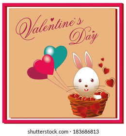 Rabbit Some Heart Balloons Text Valentines Stock Vector (royalty Free 