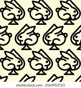 Rabbit spade pattern background illustration vector design template