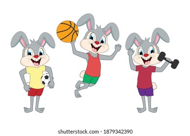 rabbit sport activity, simple vector illustration