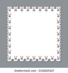 Rabbit with square frame for banner, poster, and greeting card