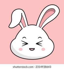 Rabbit Squinting Face Bunny Head Kawaii Sticker