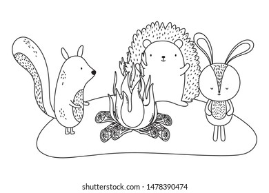 Rabbit squirrel and hedgehog cartoon vector design