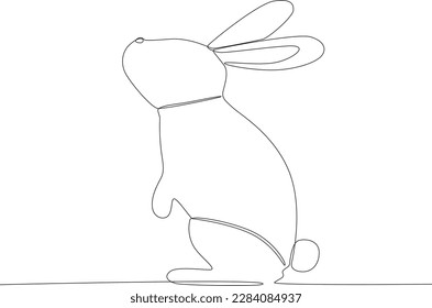 A rabbit standing looking up. Urban pet one-line drawing
