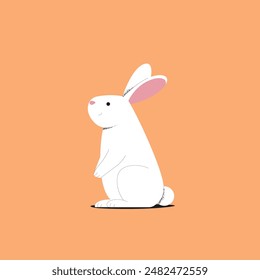 Rabbit standing vector art with skin color background