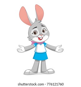 a rabbit stands up and greet the audience
