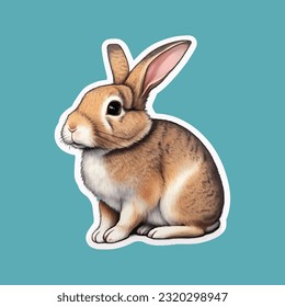 Rabbit sticker vector design. rabbit sticker. animal sticker.