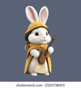Rabbit sticker vector template. Hare animal character for t shirt design, scrapbook, card, poster, invitation etc.