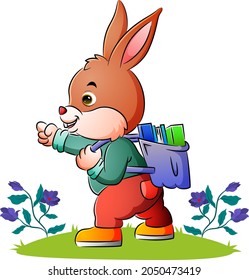 The rabbit student is gesturing something of illustration
