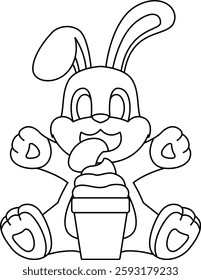 Rabbit Sundae Animal Vector Graphic Art Illustration