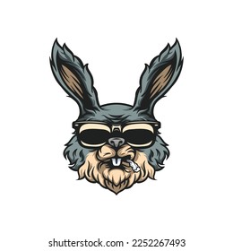 Rabbit sunglass mascot design vector